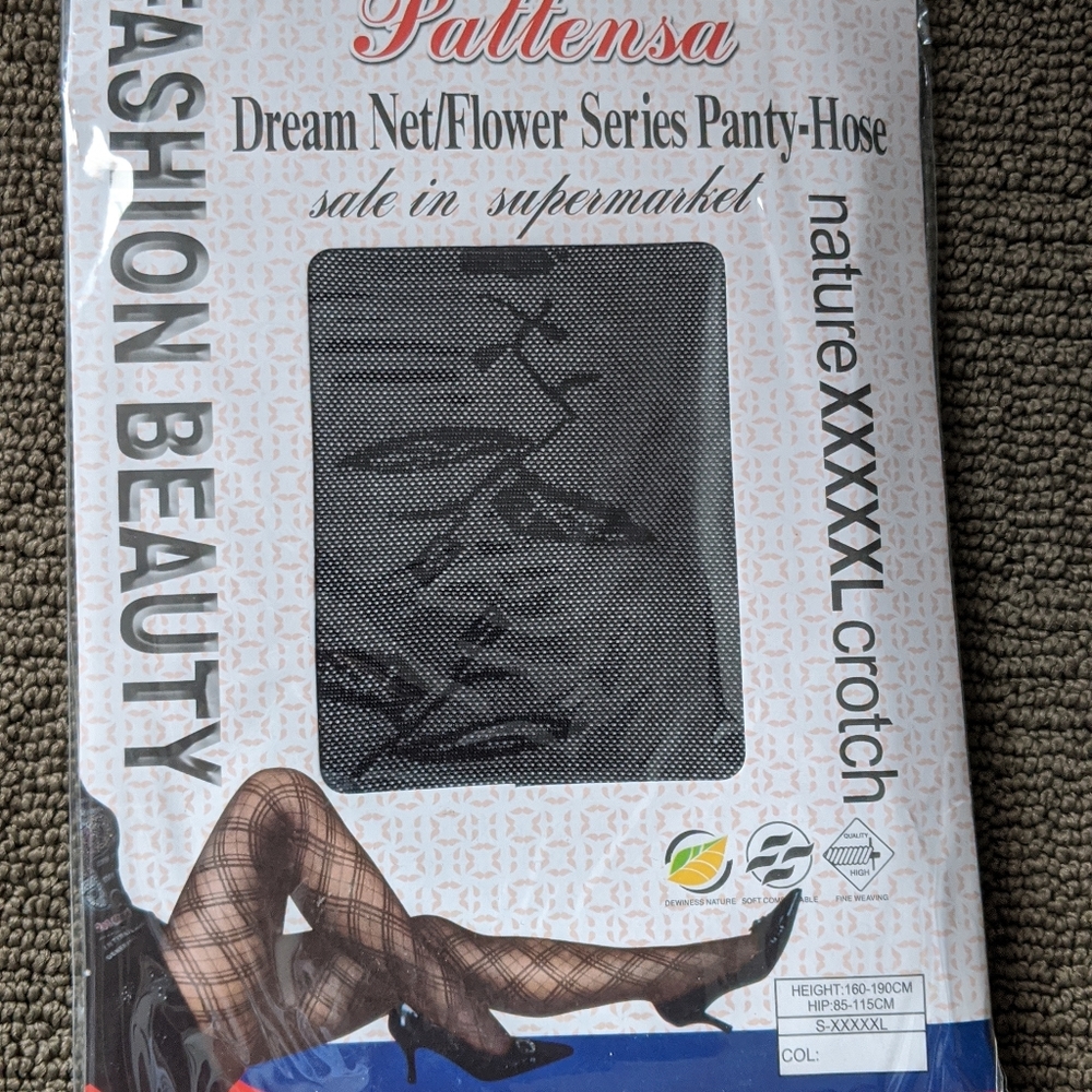 New-Black Hosiery with Flower